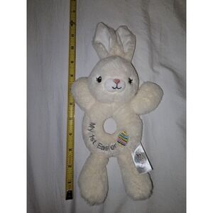 My First Easter Bunny Rabbit Rattle Ring Crinkle Plush Spark Create Imagine MINT